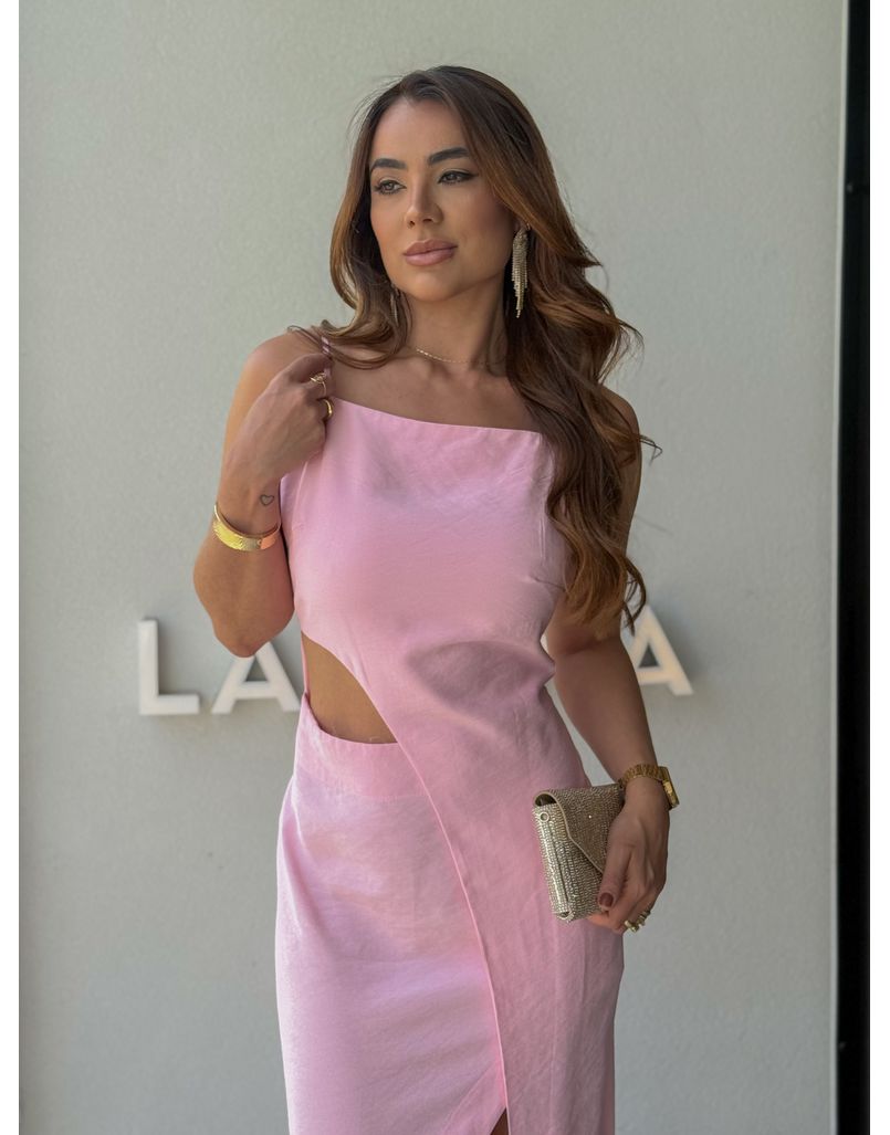 Vestido Midi Fenda Alexia Rosa