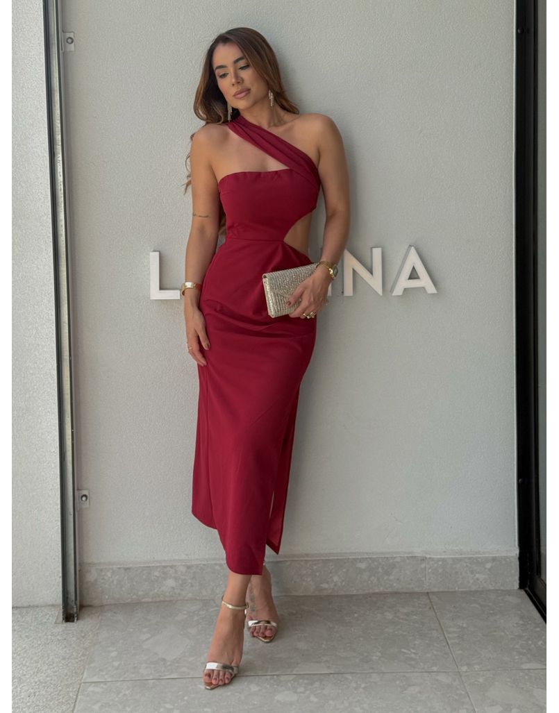 Vestido Midi Transpassado Stela Cereja