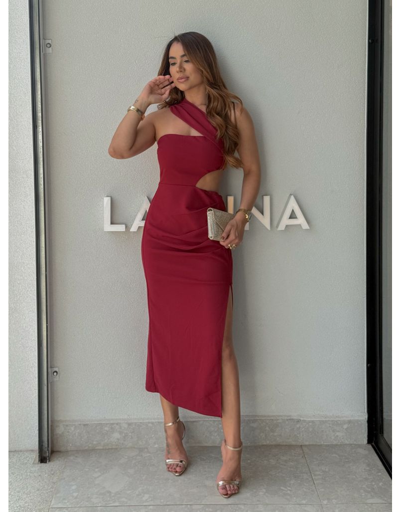 Vestido Midi Transpassado Stela Cereja