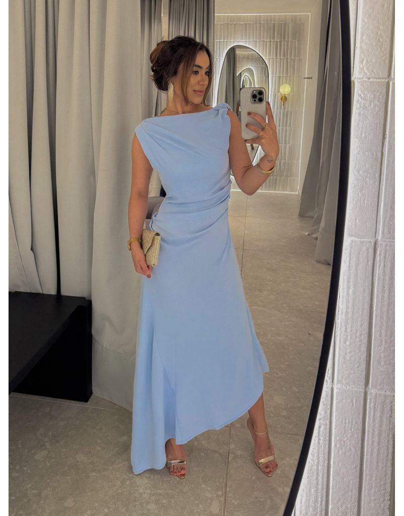 Vestido Franzido Francine Azul Bebê - Loja La Mina 