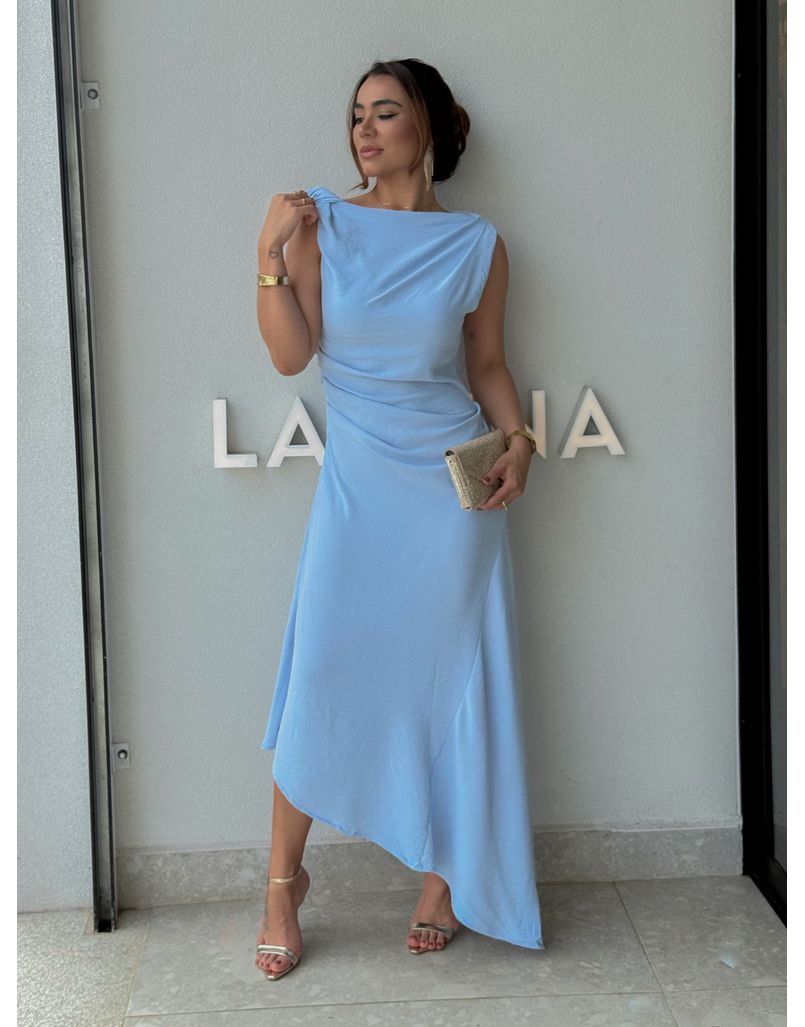 Vestido Franzido Francine Azul Bebê