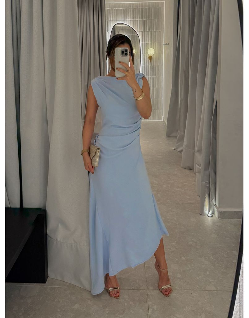 Vestido Franzido Francine Azul Bebê