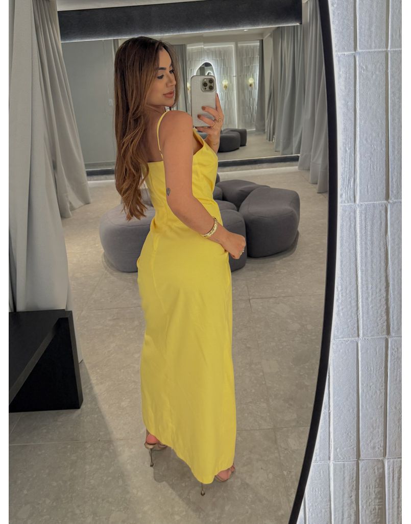 Vestido Midi Fenda Alexia Amarelo