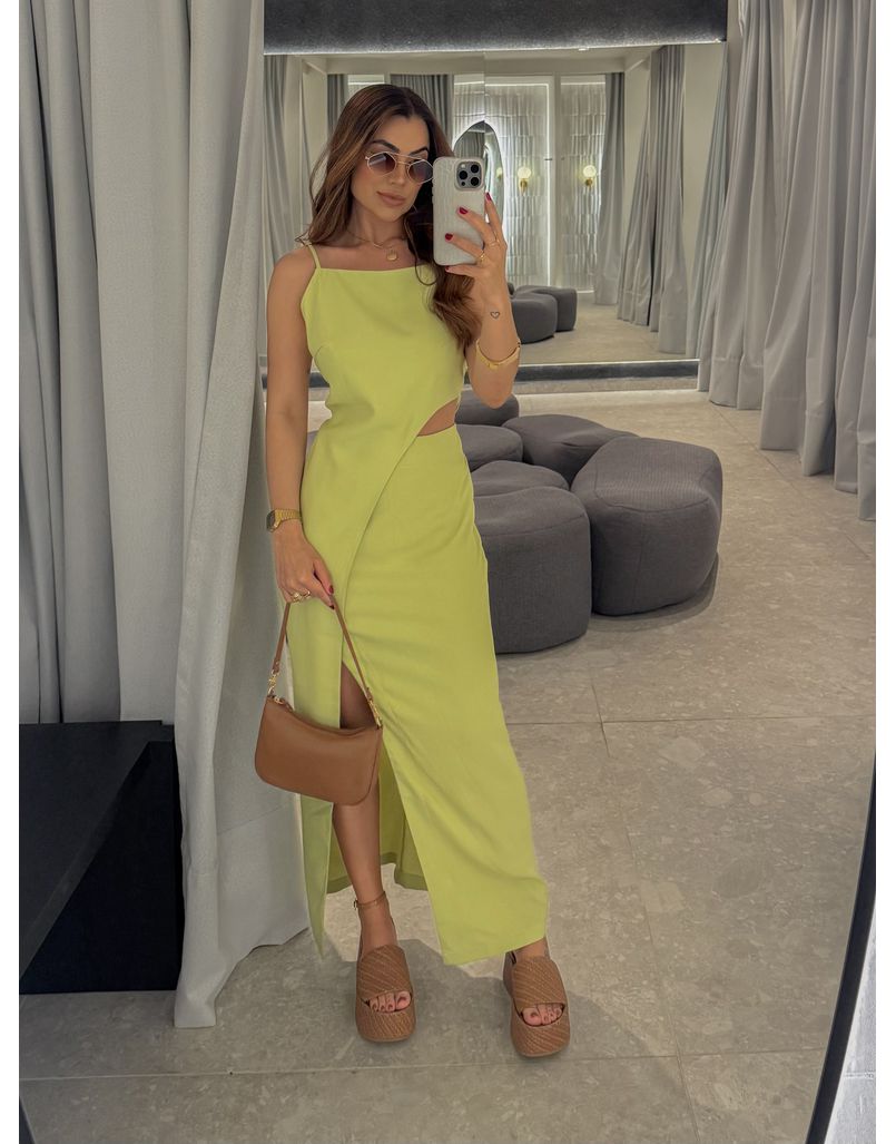 Vestido Midi Fenda Alexia Verde