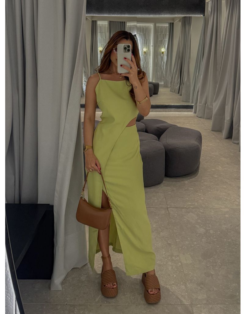 Vestido Midi Fenda Alexia Verde