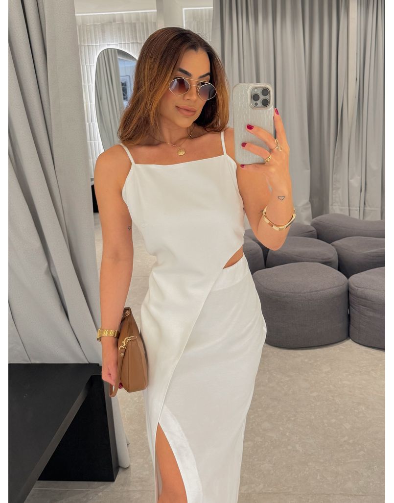 Vestido Midi Fenda Alexia Branco