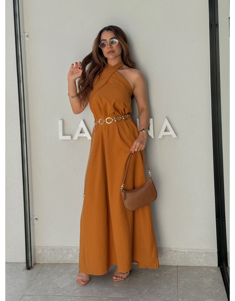 Vestido Midi Frente Única Melina Camelo