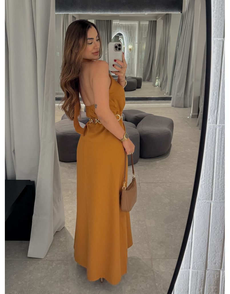 Vestido Midi Frente Única Melina Camelo