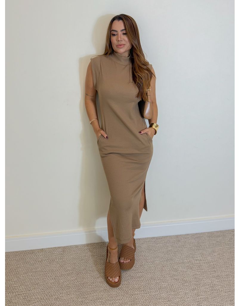 Vestido Canelado Muscle Tee Marrom