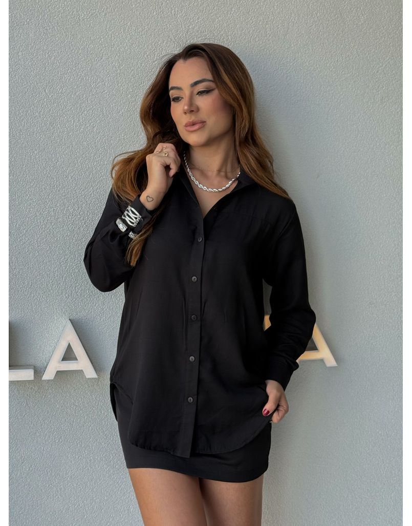 Camisa Viscolinho Talita Preta