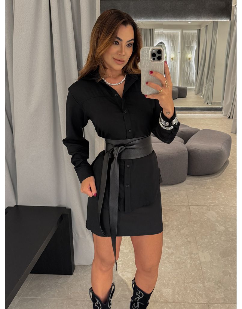 Camisa Viscolinho Talita Preta