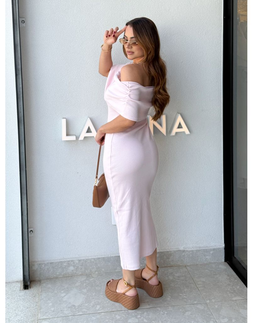 Vestido Canelado Ombro a Ombro Mariah Rosa 