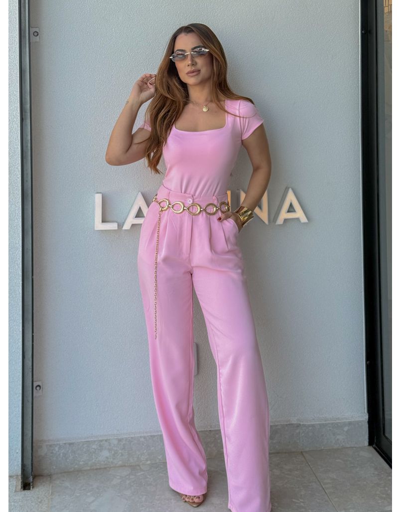 Calça Pantalona Kenia Rosa - Loja La Mina 