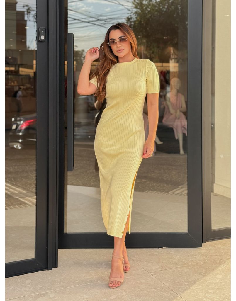 Vestido Tricot Manguinha Roberta Amarelo