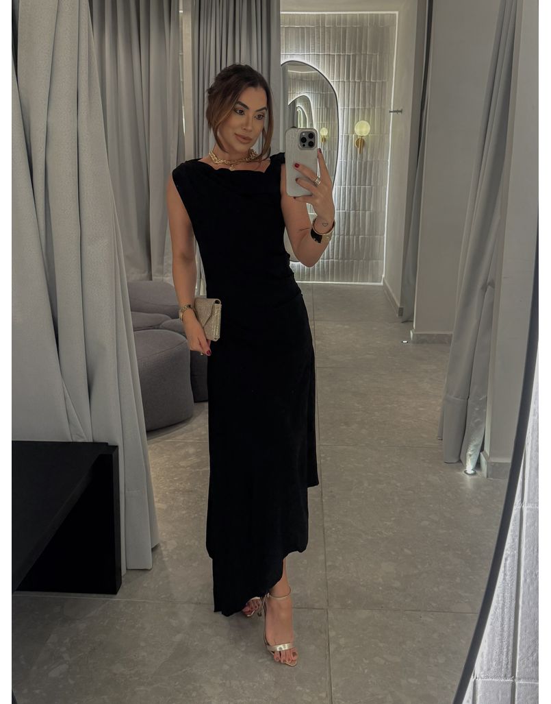 Vestido Franzido Francine Preto