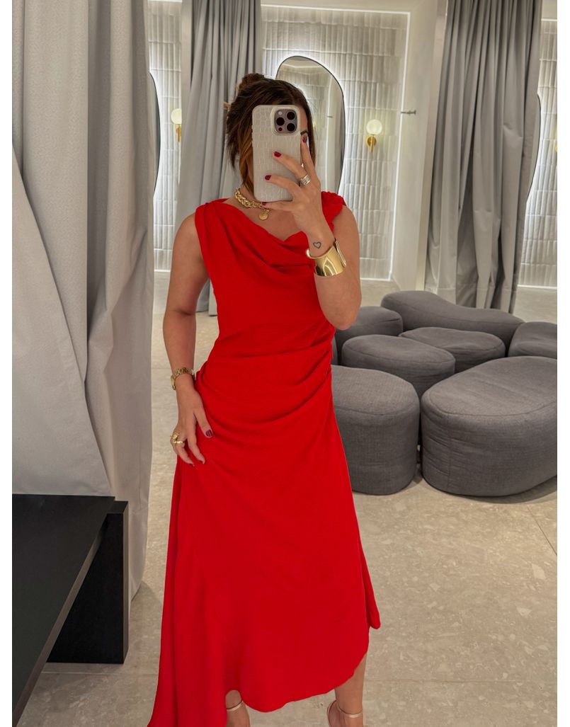 Vestido Franzido Francine Vermelho