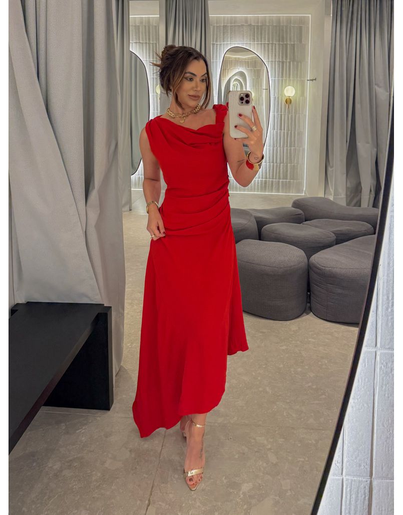 Vestido Franzido Francine Vermelho