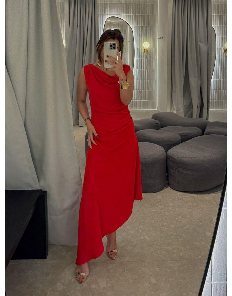 Vestido Franzido Francine Vermelho