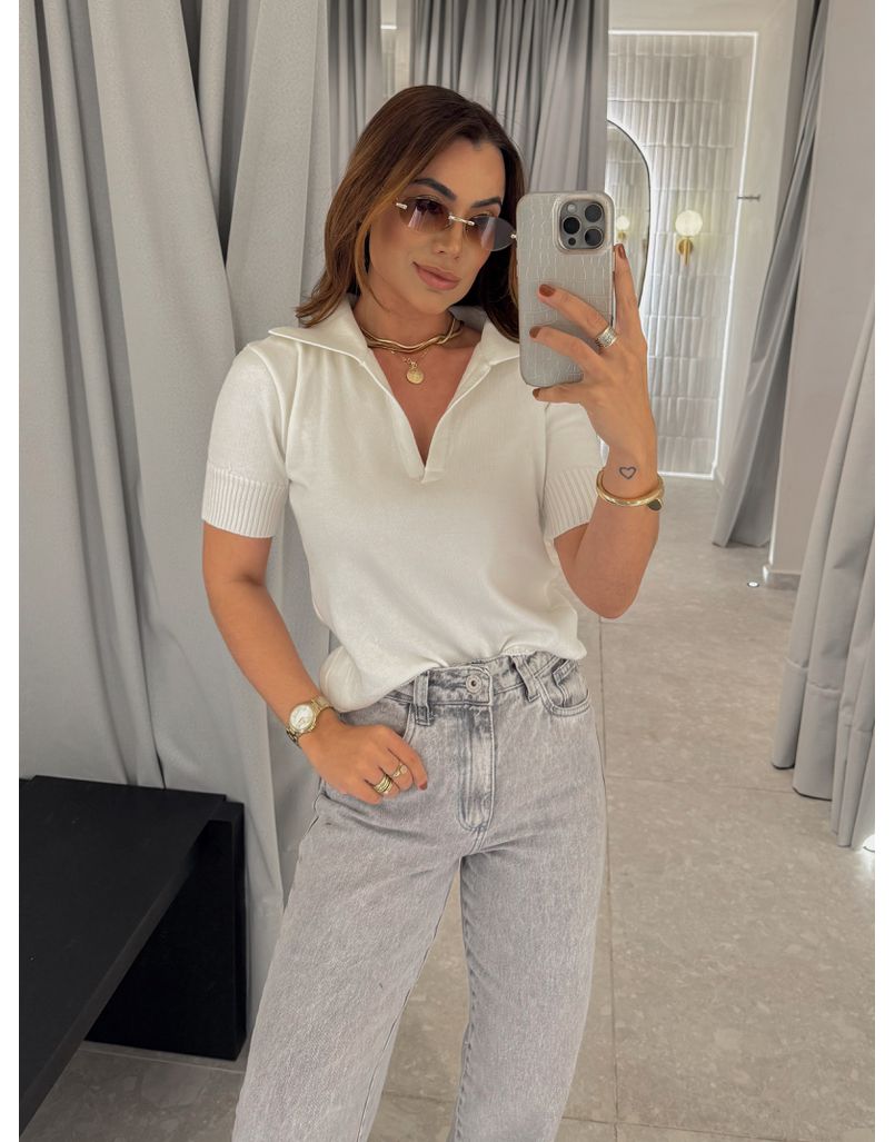 Blusa Gola Polo Eleonora Off - Loja La Mina 