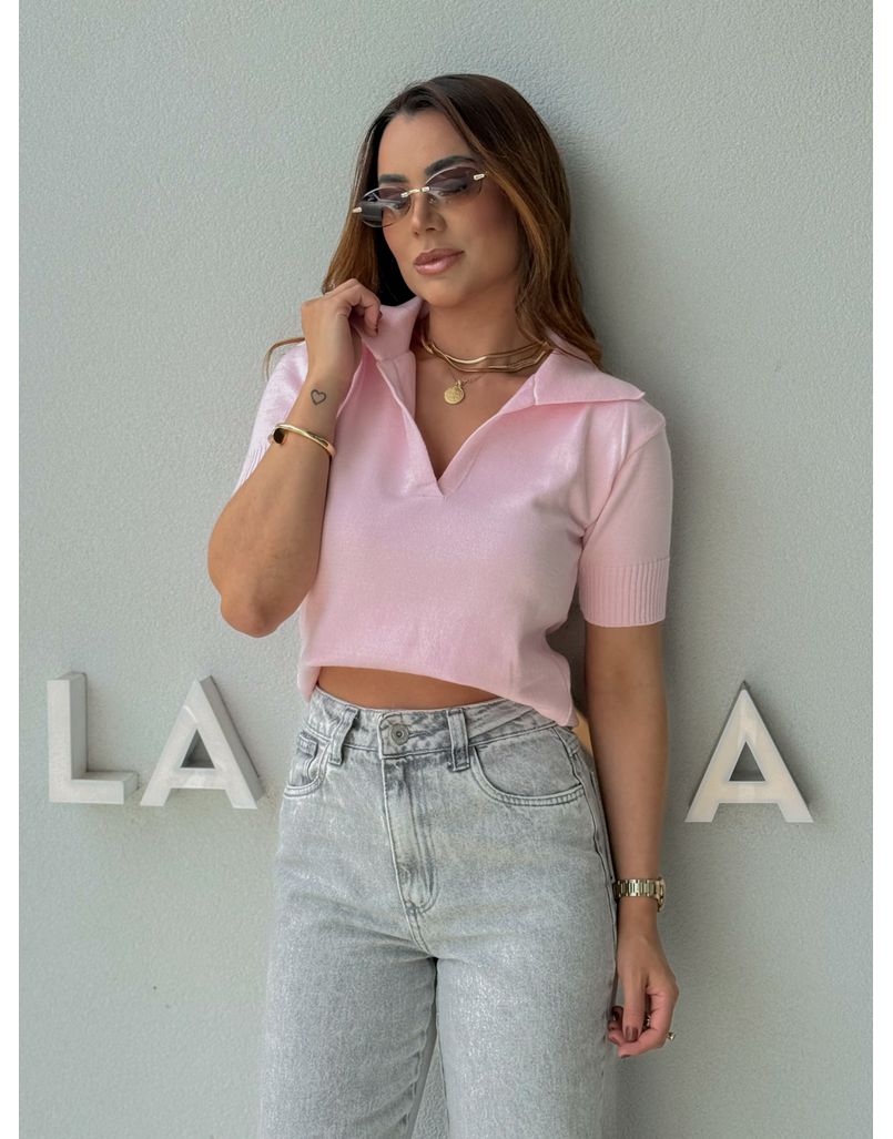 Blusa Gola Polo Eleonora Rosa - Loja La Mina 