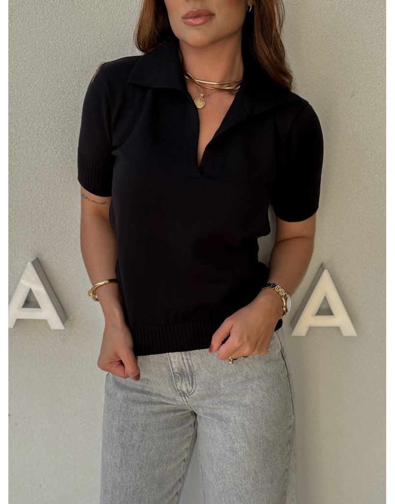 Blusa Gola Polo Eleonora Preta