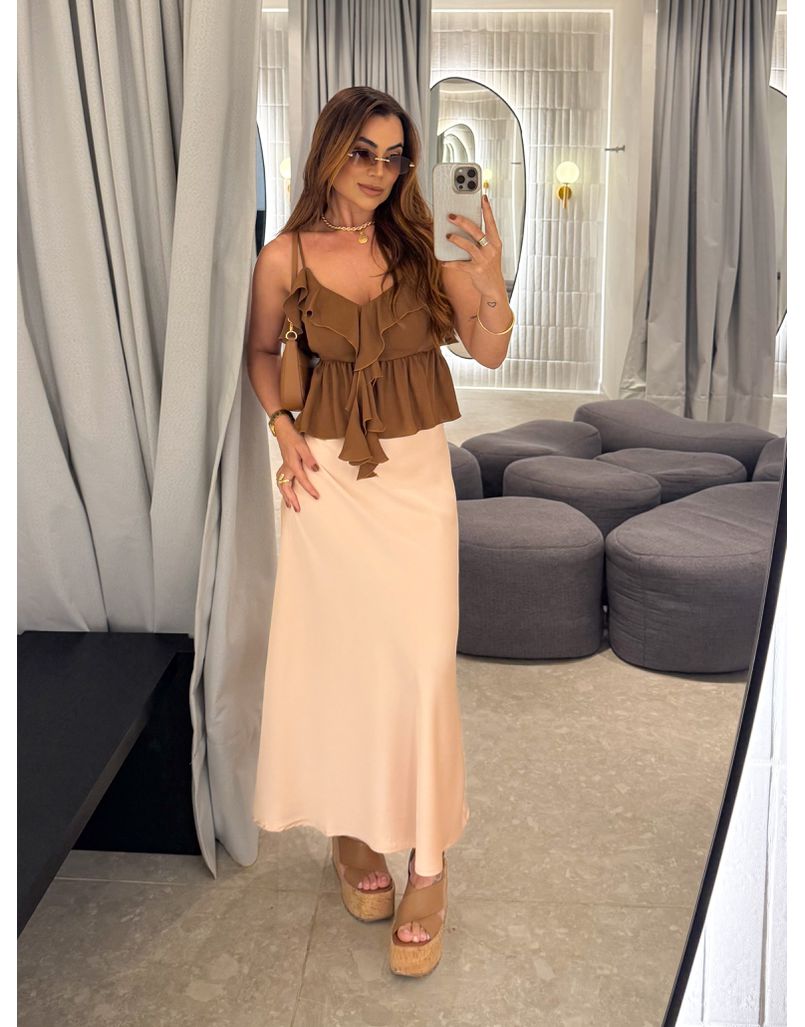 Blusa Alça Babado Solange Café 