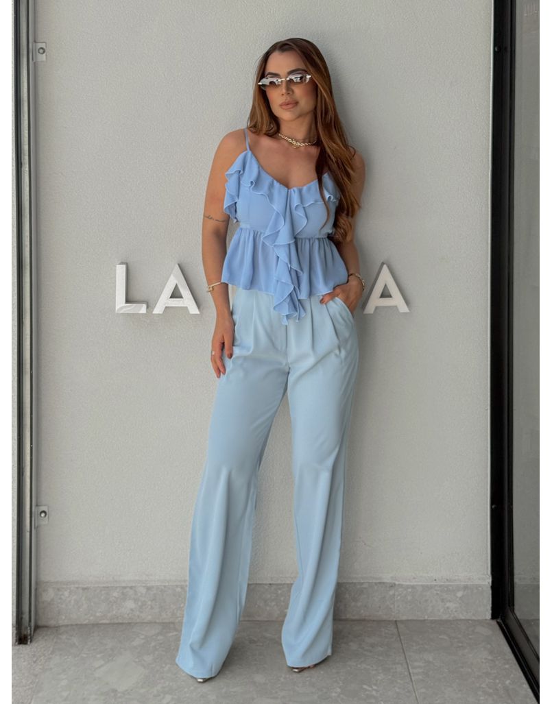 Calça Pantalona Kenia Azul - Loja La Mina 