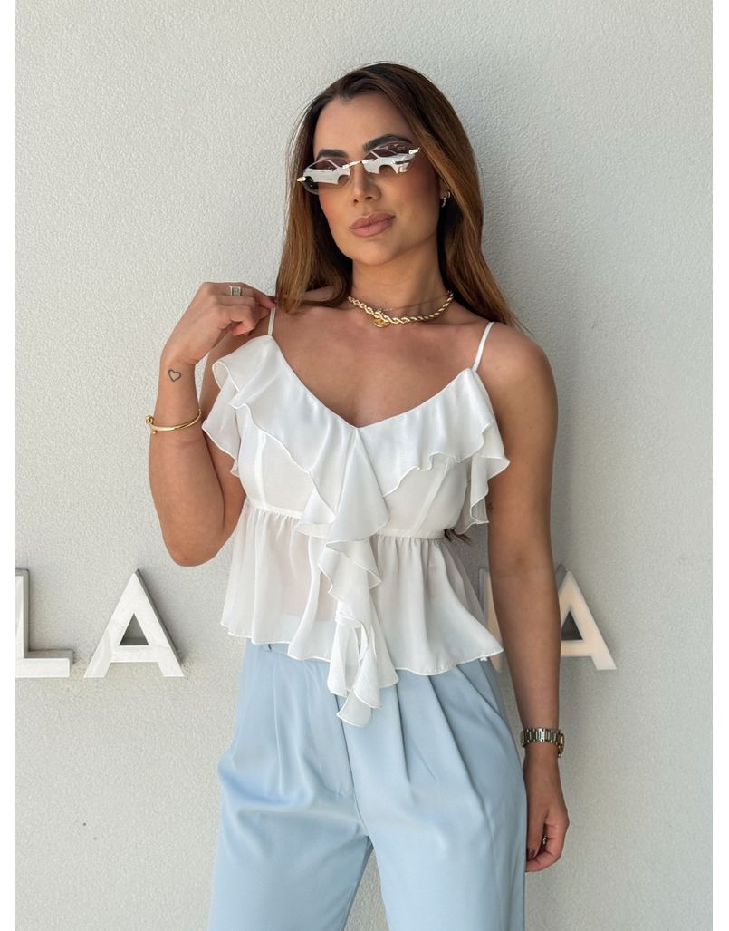Blusa Alça Babado Solange Branco