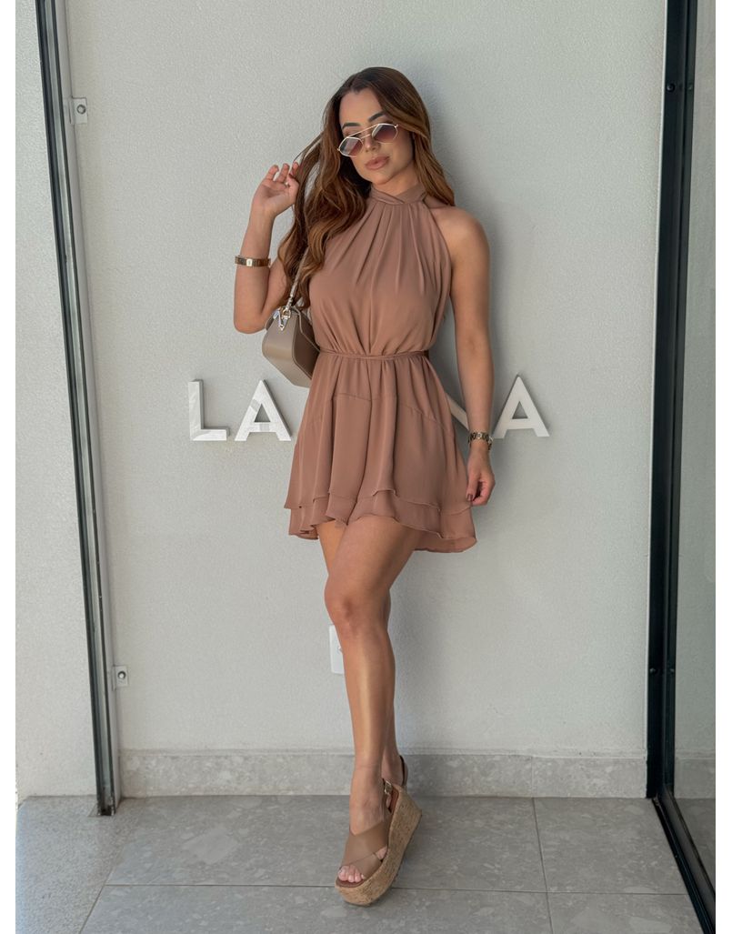 Vestido Frente Única Cecília Mocha Mousse - Loja La Mina 