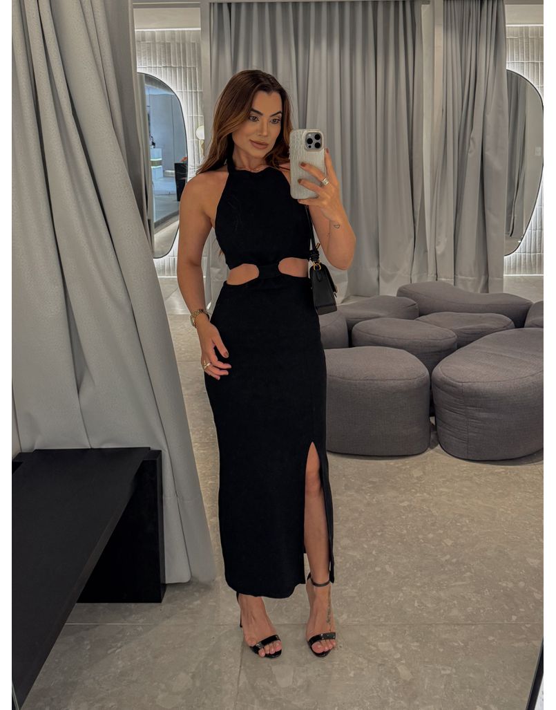 Vestido Canelado Zuri Preto