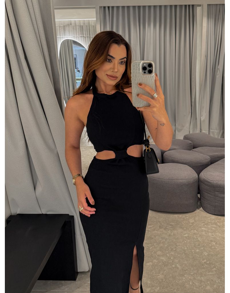 Vestido Canelado Zuri Preto