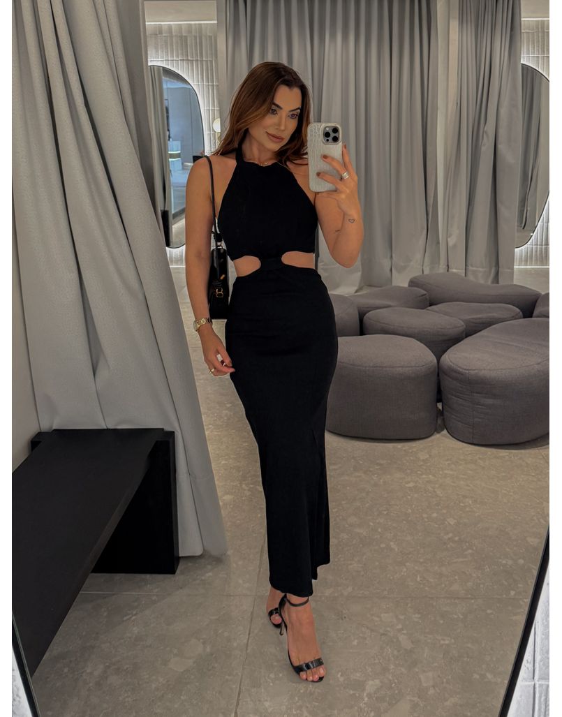 Vestido Canelado Zuri Preto