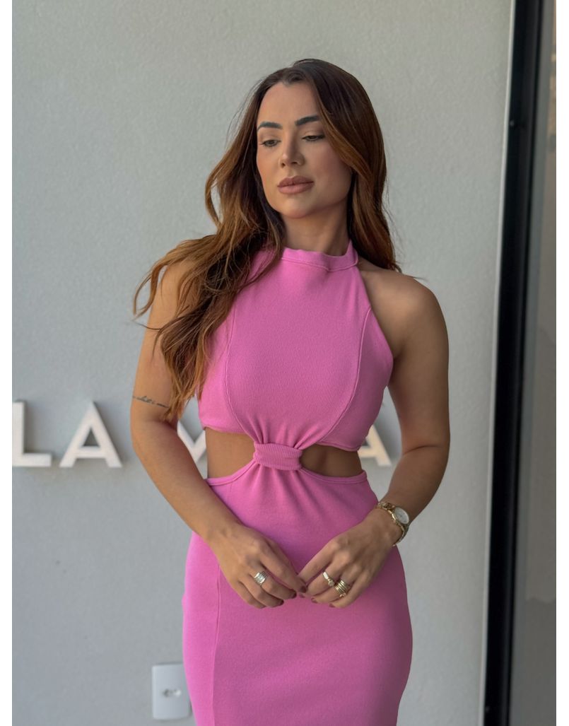 Vestido Canelado Zuri Rosa