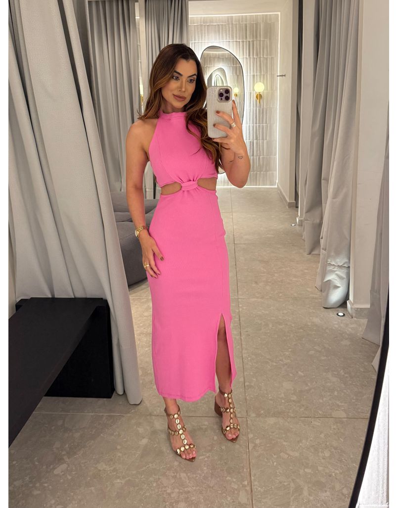 Vestido Canelado Zuri Rosa