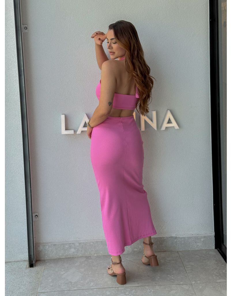 Vestido Canelado Zuri Rosa