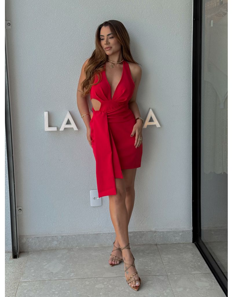 Vestido Decote Betina Vermelho - Loja La Mina 