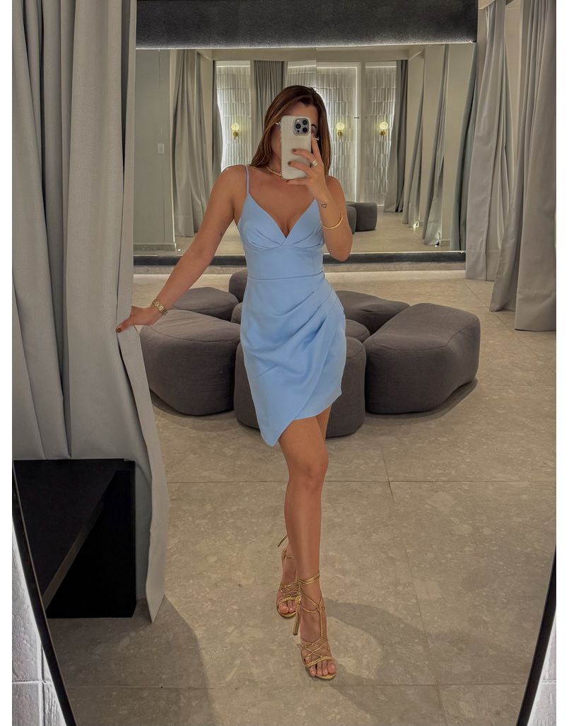 Vestido Pregas Mari Azul