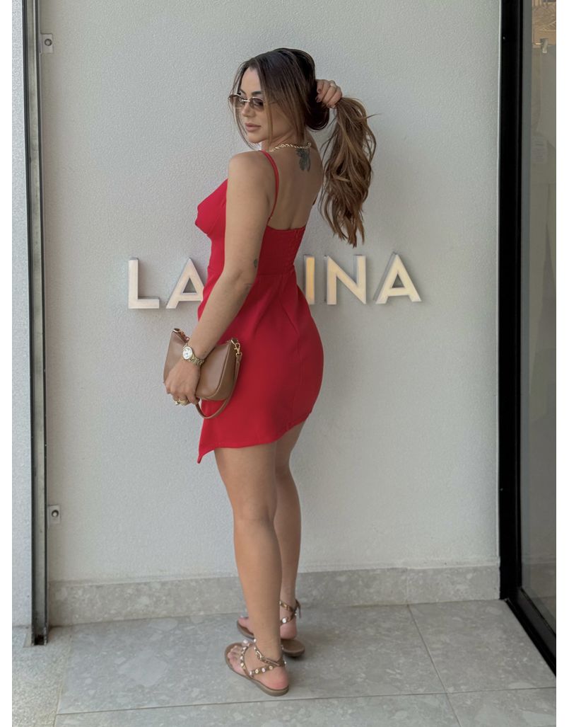 Vestido Pregas Mari Vermelho