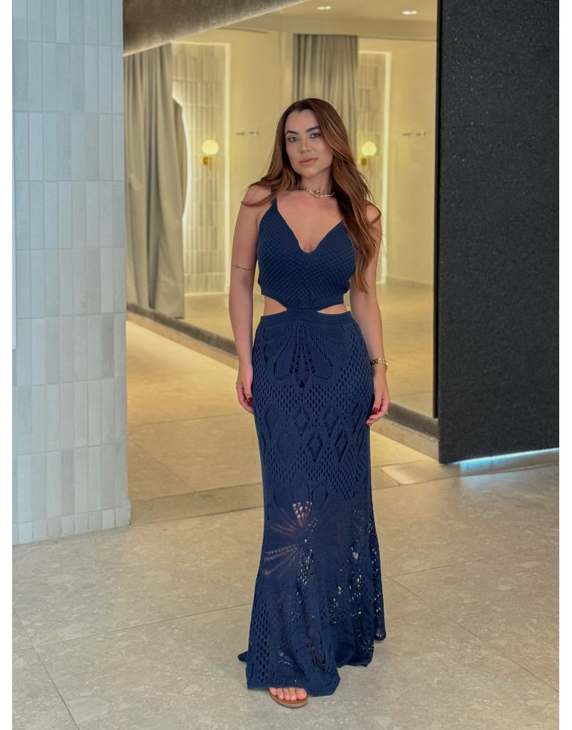 Vestido Tricot Ariela Azul - Loja La Mina 