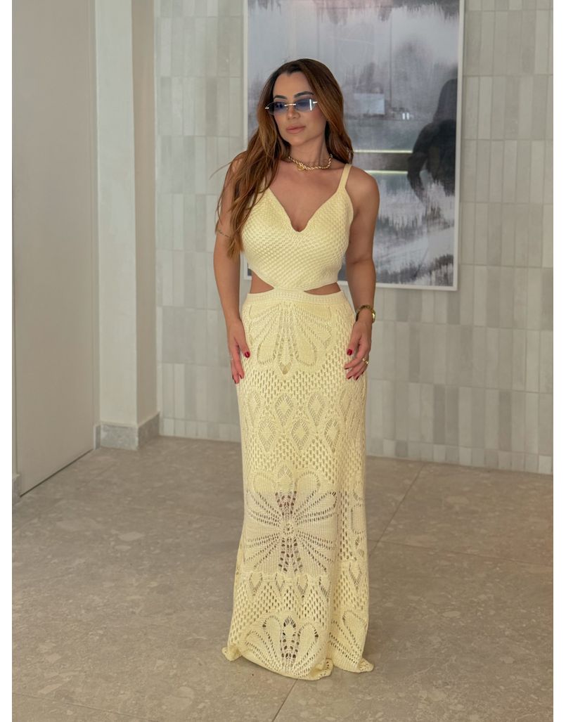 Vestido Tricot Ariela Manteiga - Loja La Mina 