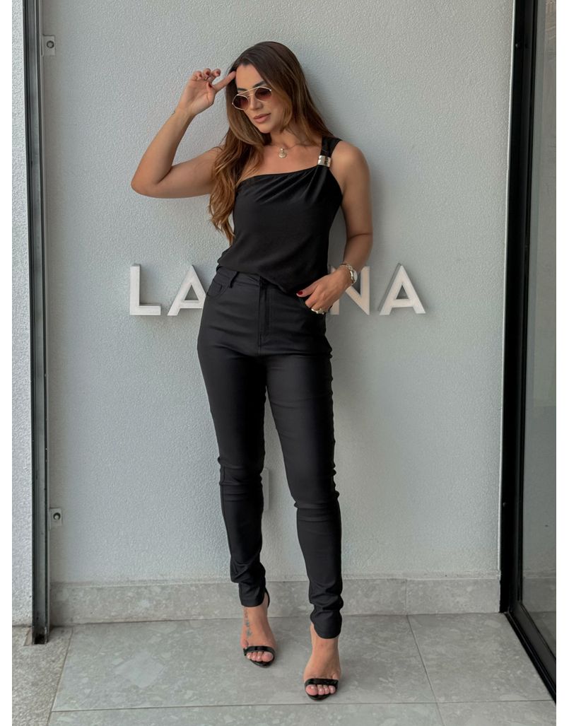 Calça Skinny Resinada Ester Preto