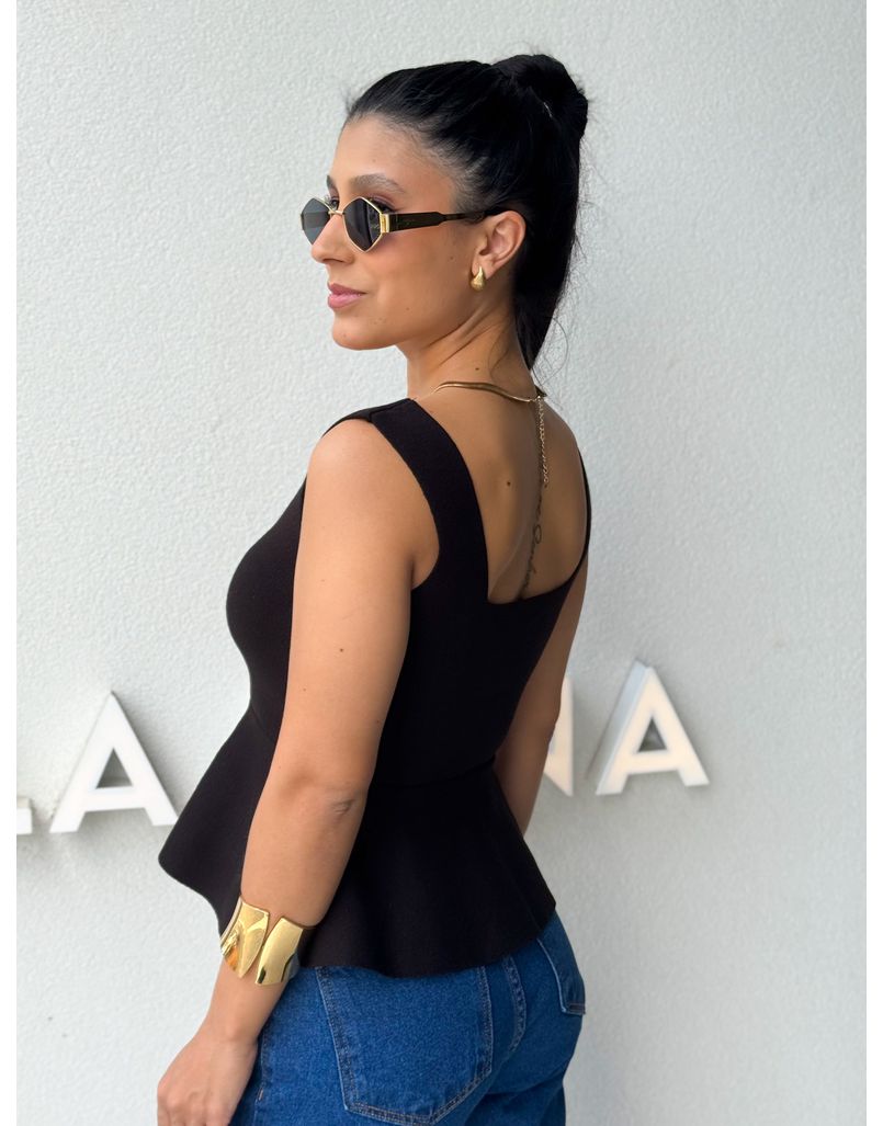 Blusa Tricot Peplum Preto