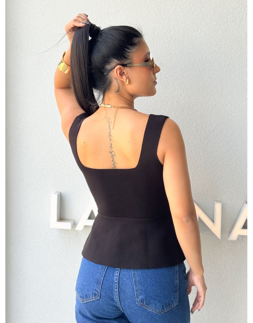 Blusa Tricot Peplum Preto