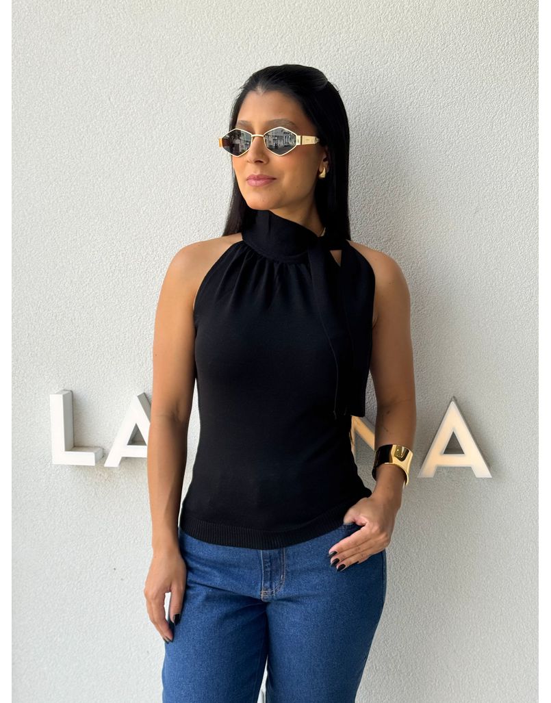 Blusa Amarração Luciana Preta - Loja La Mina 