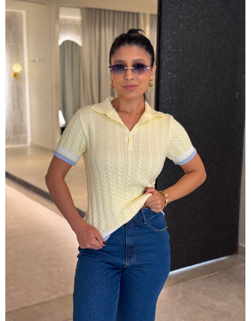 Blusa Gola Polo Bianca Manteiga