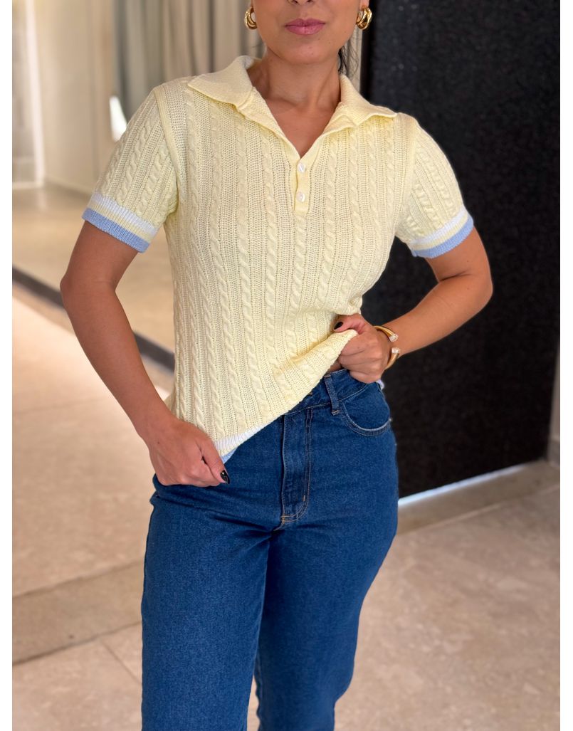 Blusa Gola Polo Bianca Manteiga