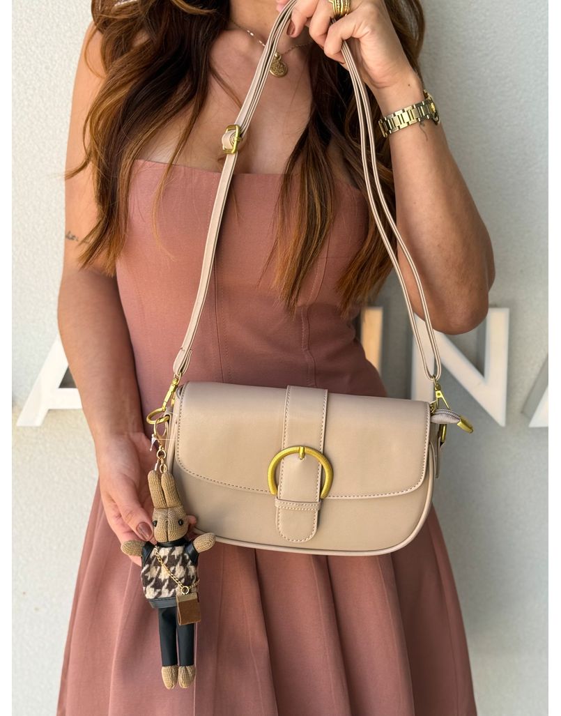 Bolsa Baguete Fivela Cappuccino - Loja La Mina 