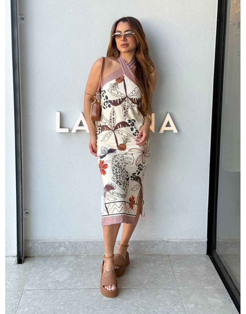 Vestido Estampado Frente Única Ligia - Loja La Mina 