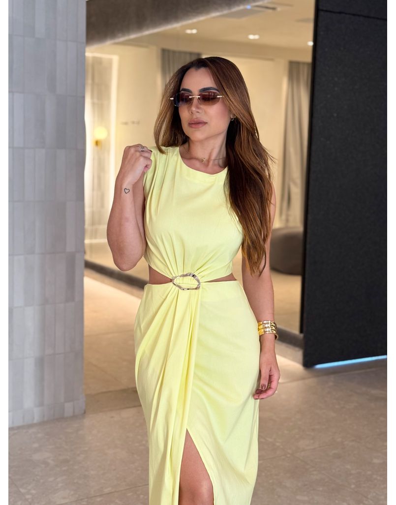 Vestido Fivela Elise Amarelo