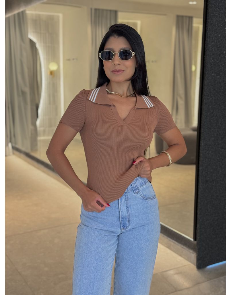 Blusa Gola Polo Nalla Cappuccino